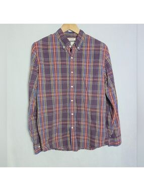 Goodthreads Poplin Sz L Men's Plaid Button Down Shirt - Purple Blue, Red, Yellow